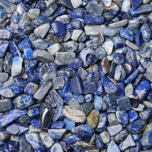 LAIDANLA Lapis Lazuli 1lb Crystal Polished Tumbled Stones Irregular Shaped Crystal Chips Bulk Natural Gemstone Aquarium Gravel Rocks Vase Filler Fish Tank Gravel Home Decoration - color: Lapis Lazuli, size: 1 Pound-（0.28"-0.35"）