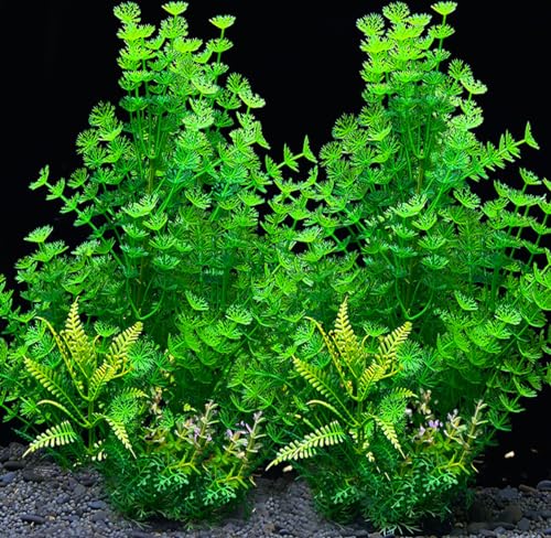 2 Pack Aquarium Decor Plastic Plants Extra Large Artificial Fish Tank Plants Tall Fish Tank Decorations- Green 12" Tall - color: Green