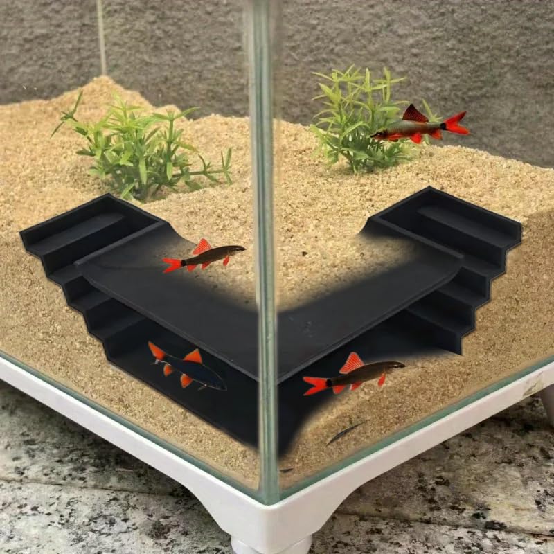Aquarium Undergravel Fish Tunnel Hide Cave Corner Tank Decorations Under Gravel Viewing Tunnel Fish Cave for Aquarium Hideout (Black,Style 1) - color: Black, style: Style 1