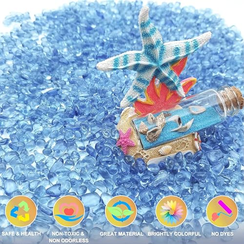 Keedolla 3 Lb Aquarium Glass Pebbles Stones, Sea Blue Glass Pebbles Marble Aquarium Fish Tank Rocks Gravel for Turtle Tank, Vase Fillers, Christmas Decoration - Light Blue - color: Light Blue, size: 3 Pounds