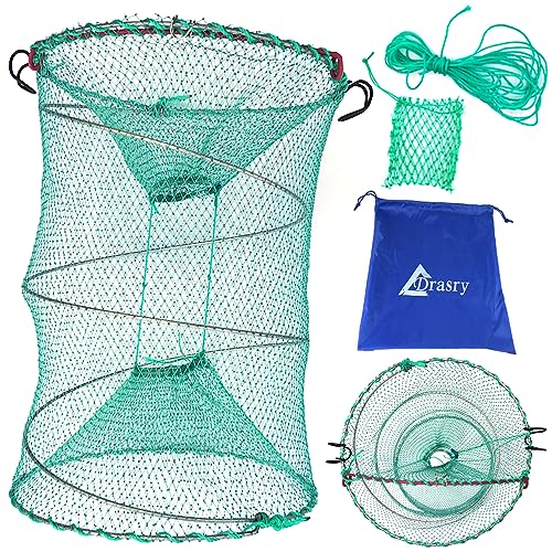 Drasry Foldable Fishing Trap for Bait Shrimp Crawfish Minnow Net Portable Accessories 11.8 x 11.8 x 15.7 (30cm x 40cm) 1/4 in Mesh Collapsible Fish Trap - color: 1PCS