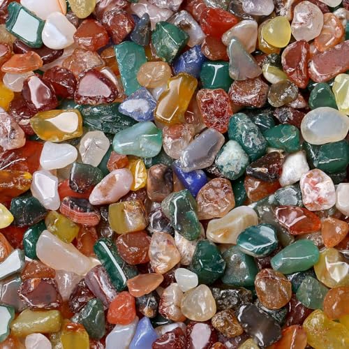 LAIDANLA Colorful Agate Crushed Stone Crystal Chips Bulk Natural Gemstones Healing Reiki Crystals Mini Quartz Vase Filler Aquarium Gravel 100g - color: Colorful Agate, size: 0.22 Pound-（0.2"-0.28"）