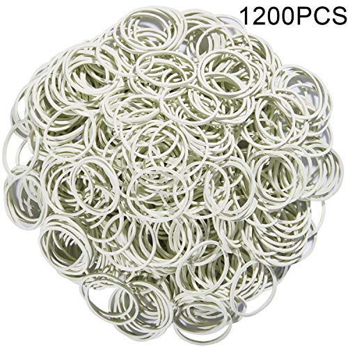 AMUU Rubber Bands1200pcs white small Rubber Band Mini Soft Elastic Bands for Hair Braids Hair Diameter 16mm rubber bands for Office Supplies School Home - color: White-1200Pcs