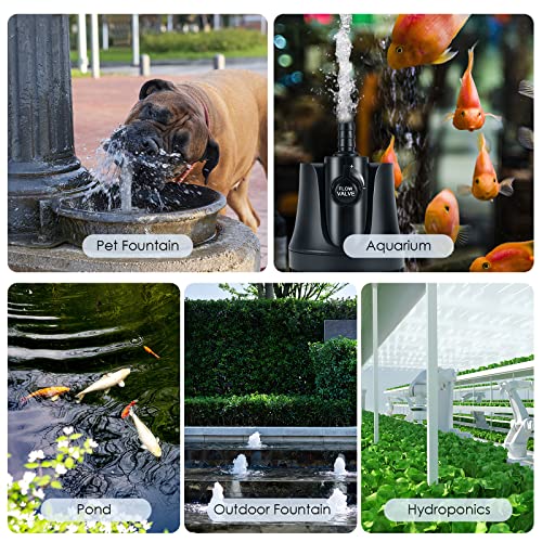 AQQA 265-800 GPH Submersible Aquarium Water Pump with Adjustable Switch, Water Removal and Drainage Sump Cleaning Pump with 2 Nozzles for Pond, Fish Tanks, Hydroponics, Backyard (60W 800GPH) - size: 60W 800GPH