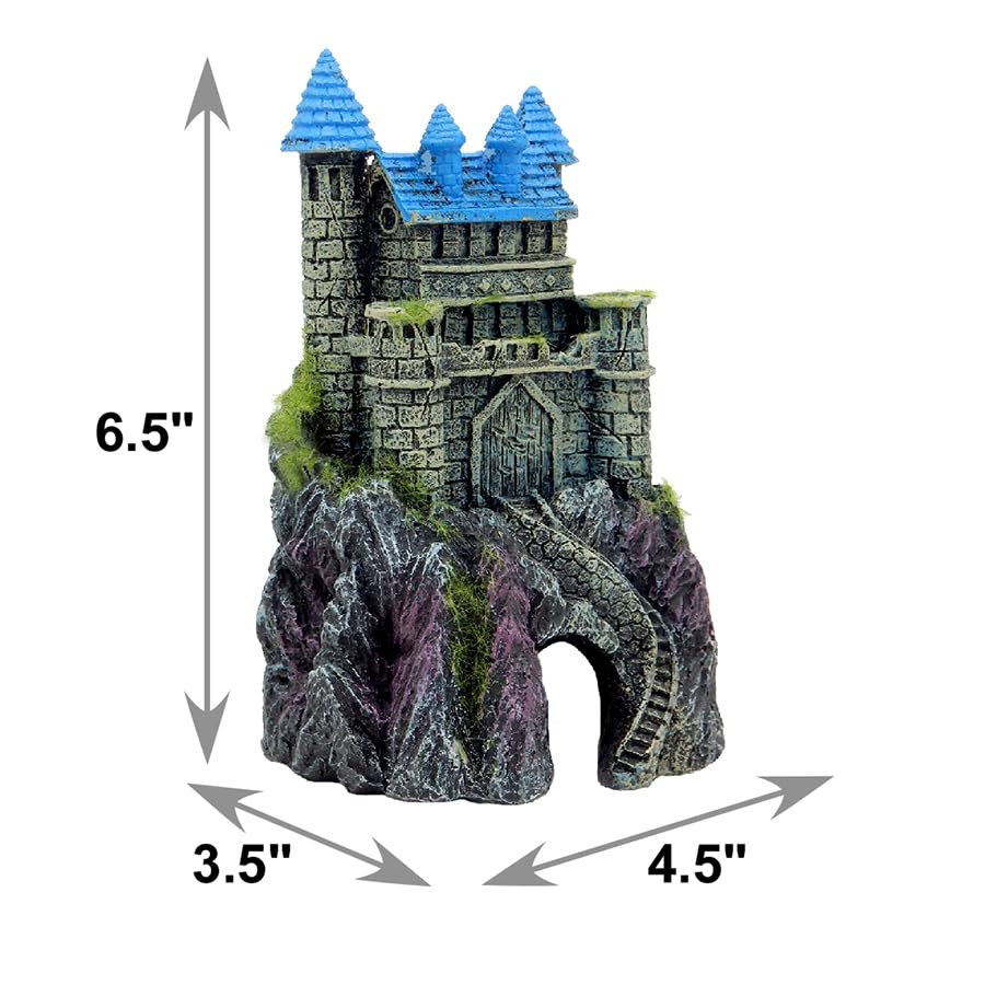 Blue Ribbon EE-1123 Exotic Environments Mountain Top Castle with Moss Aquarium Ornament - style: Castle with Moss