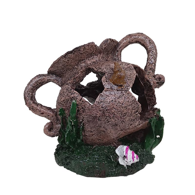 Resin Aquarium Vase Ornament – Aquarium-Safe Fish Tank Decor, Hideaway Cave for Aquatic Pets to Breed, Play and Rest, Unique Decorative Stone for Betta, Shrimp and Small Fish