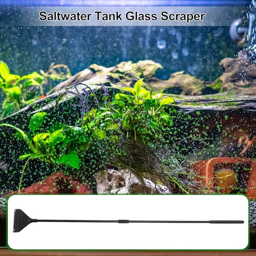 Seaweed Scraper for Glass Aquariums, Fish Tank Cleaner with 10 Blades, Durable and Efficient Aquarium Cleaning Tool, Rust-Resistant, Black, 1 Set