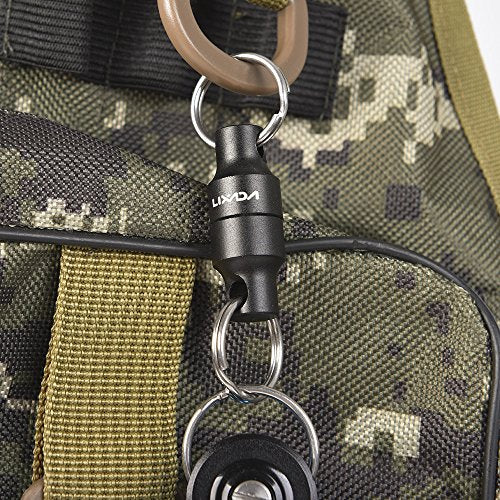 Lixada Magnetic Net Release Holder Fly Fishing Net Retractor Fishing Net Keeper Magnet Clip Landing Net Connector for Fishing Hooks, Lures, Flies, Trout Line - color: Black, style: 3 Connectors