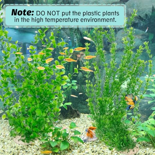 Hamiledyi 23" Tall Aquarium Plastic Plants - 2 Pack Soft Fish Tank Decor, Artificial Green Grass Cluster for Aquariums, Safe Bendable Underwater Plants（Green Style B） - color: Green（style B）