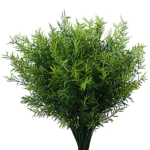 XLFAQXM Artificial Plants Flowers Grass Shrubs 8 Pack No Fade Faux Plastic Flowers Outdoor for Farmhouse Garden Porch Patio Indoor Wedding Decoration Greenery Fake Plants uv Resistant - color: 4#green