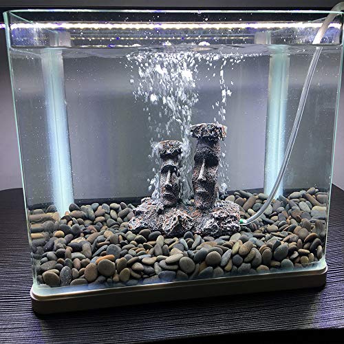 Aquarium Bubbler Decorations Fish Tank Decorations Aquarium Air Stone Decor Easter Island Moai Statues (Grey-Moai-Air-Stone)