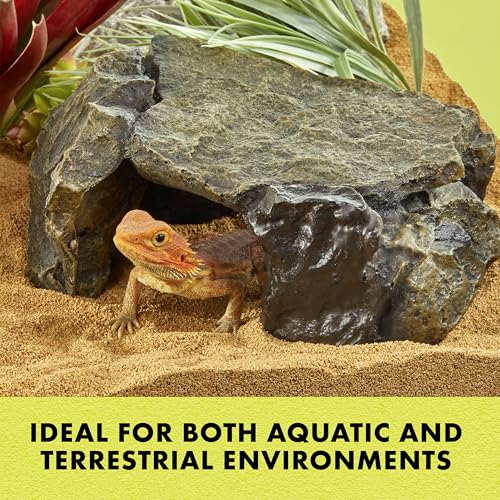 Zilla Shale Rock Den, Naturalistic Rock Décor, Perfect for Basking, Climbing, Hiding, Ideal for Aquatic or Terrestrial Reptile Habitats, Medium