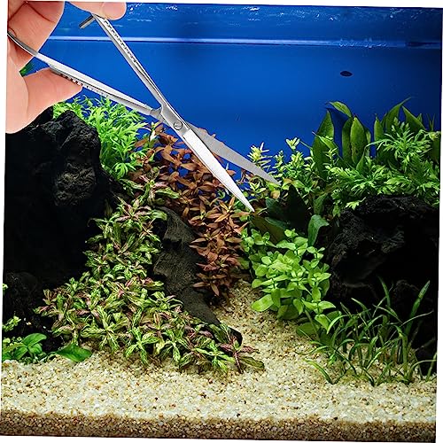 POPETPOP Stainless Steel Aquarium Scissors Portable Spring Scissor for Aquascaping Professional Aqua-plant Clipper for Water Grass Trimming in Fish Tanks