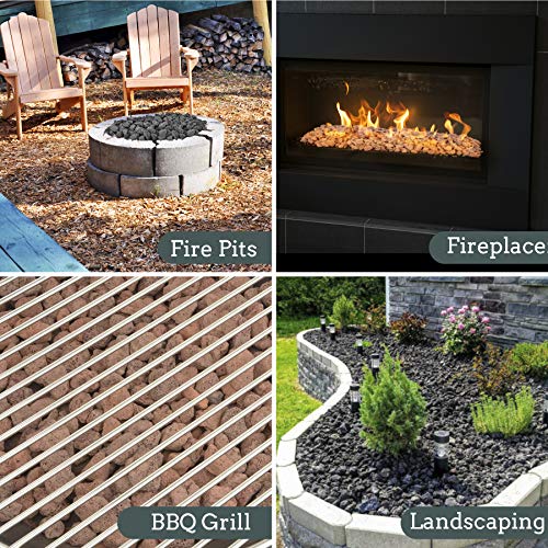 Mr. Fireglass Natural Lava Rock, 0.8"-1.2" Medium Volcanic Lava Rock for Indoor & Outdoor Fire Pits, Fireplaces, Fire Bowls & Fire Table, Decorative Garden Landscaping, Potted Plants -10 Pounds, Black - color: Black, size: 0.8"-1.2"