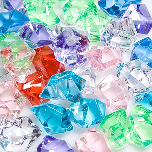 PMLAND Clear Fake Ice Rocks – 550 Pcs Large Multicolor Acrylic Gems Crushed Plastic Diamonds, 3Lbs/2.25 Quarts Bulk Vase Filler for Centerpieces Wedding Theme Décor Aquarium Table Scatter - color: Assorted