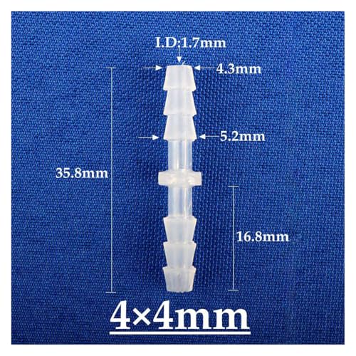 5~200pcs 3-14mm Food Grade Barbed PE Connectors Aquarium Fish Tank Air Pump Hose Joint Soft Water Pipe Equal Coupling Connector(4mm PP,50pcs) - color: 4mm PP, size: 50pcs
