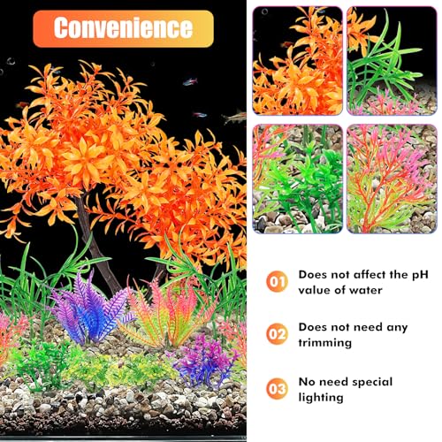 AQUANEAT Artificial Aquarium Plants, Fish Tank Orange Tree Decoration Set, Plastic Accessories, 11pcs - color: Orange