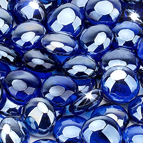 Stanbroil 10-Pound Fire Glass Beads - 1/2 inch Luster Fire Glass Drops for Fireplace Fire Pit | Gas Log Sets | Landscaping | Fish Tank, Royal Cobalt Blue Luster - color: Royal Cobalt Blue Luster