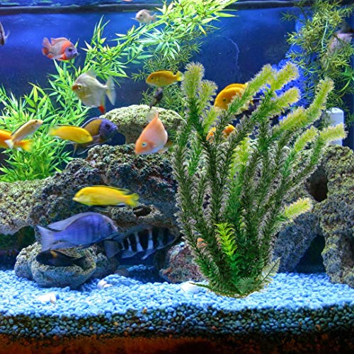 17" Plastic Water Plant for Aquarium Fish Tank Ornament, Rhodo Green - color: Green