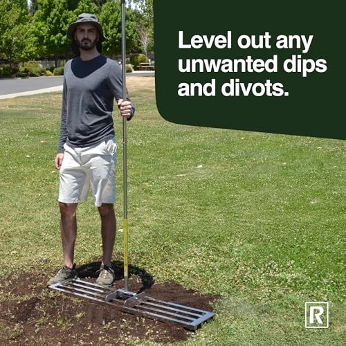 Rocklin™ Lawn Leveling Rake | Stainless Steel Leveling Tool | Level Soil or Dirt Ground Surfaces Easily | 48” x 10” Ground Plate | 78” Extra Long Handle Yard for Dad, Husband & Men - size: 48 Inches