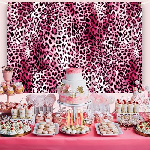 Leopard Wall Backdrop 9x6 FT Pink Cheetah Print Backdrops Animal Pattern Background for Photography Cheetah Birthday Party Decorations Photo Booth Prop Supplies - color: Pink, size: 9x6 FT
