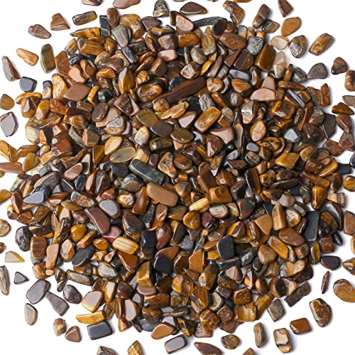 Tiger Eyes Aquarium Gravel Rocks Natural Tumbled Healing Crystal Chips Bulk Gemstones Tumbled Crushed Stones for Fountain Vase Filler Planters Decorative Fish Tank Potted Reiki Energy Balancing 0.44lb - color: Tiger's Eyes, size: 0.44 Pound
