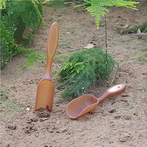 10Pcs Colorful Plastic Mini Gardening Shovel Spoons Soil Scoops, Succulent Sand Scoops/Cultivation Digging Transplanting Tools for Succulents Potted Flowers (Brown) - color: Brown