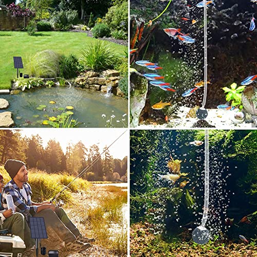Solar Aquarium Oxygen Aerator Air Pump, Fishing Aerator with Pipe Air Bubble Stones for Garden Fish Tank Pool Pond