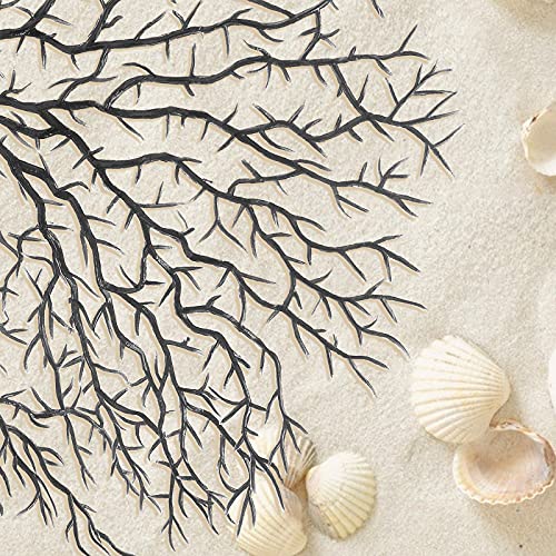 Piutouyar 2Pcs Sea Fan Coral Decorations, Black Simulation Sea Coral Branch for Aquarium Ornament Fish Tank Landscape (11.8inch+6.7inch) - color: Black