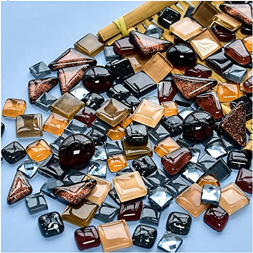 500g Mixed Color Irregular Crystal Mosaic Tiles,Tiny Mosaic Tile DIY Hobbies Children Handmade Crystal Craft for Craft Bathroom Kitchen Home Decoration DIY Art Projects,0.4X0.4 Inch(Black Series) - color: Black Series