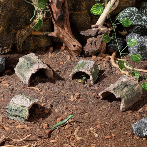 IBWell 2 Pack Aquarium Hideout Reptile Cave Betta Log Resin Hollow Tree Trunk Ornament Terrarium Tank Decoration for Fish Turtle Small Reptile - Short - size: 2.96"*2.56"*1.97"