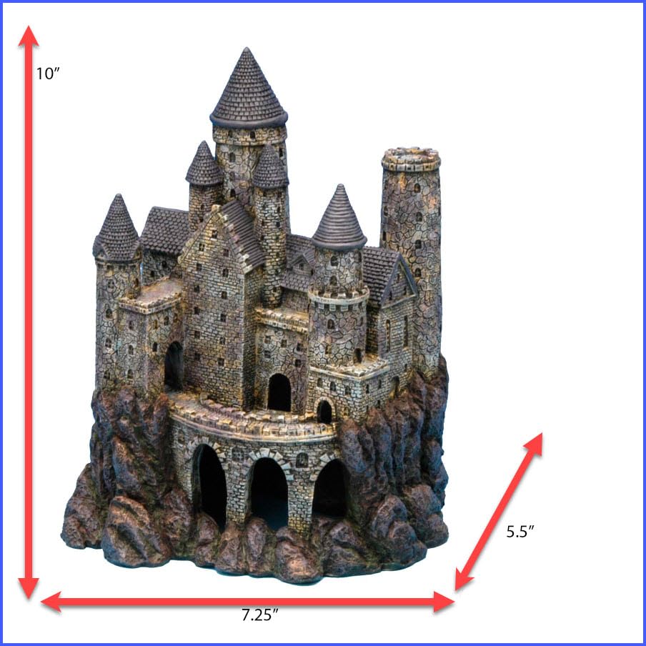 Penn-Plax Age-of-Magic Wizard’s Castle Aquarium Décor – Resin for Freshwater and Saltwater Fish Tanks – Large (RRW8) - size: Large