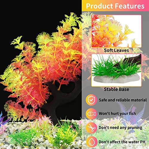 MyLifeUNIT Fish Tank Decorations, 15 Pack Artificial Aquarium Plants Tree Set for Fish Tank Decor (Pink Set) - color: Pink Set