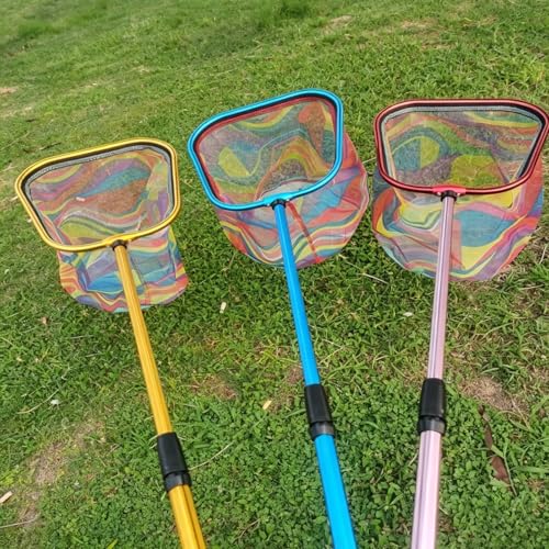 Kids Fishing Net, 3 Pack Telescopic Landing Net with Aluminum Pole Handle, Beach Nets Toys for Kids, Butterfly Net Bug Net, Fish Net Crab Nets Fishing Gear for Kids Youth, Outdoor Playing