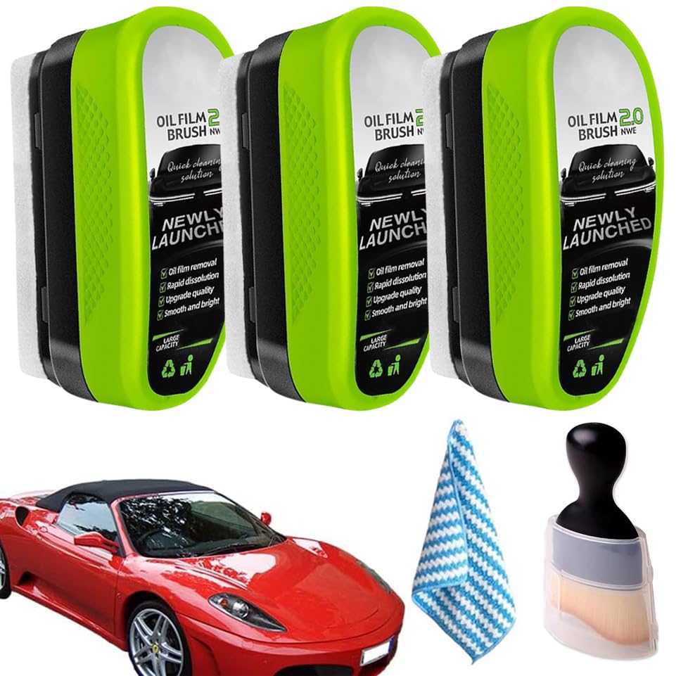 3PCS Upgrade 2.0 Clear View Glass Cleaner, Oil Film Cleaning Brush for Automotive Windows, Clear Sight Car Windshield Cleaner Tool, Universal Cleaning Wipe Board - color: 3PC