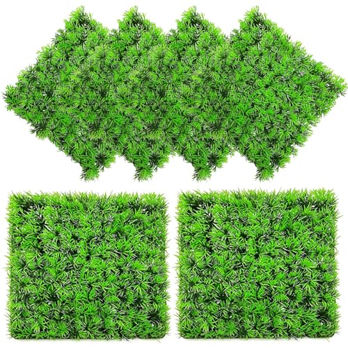 kathson 6 PCS Aquarium Grass Mat Decorations,Artificial Plastic Plant Lawn for Fish Tank Plants Landscape Ornament,Fish Tank Decor Green Carpet with Suction Cups for Freshwater & Saltwater - size: 6PCS-9.8" x 9.8" x 1.4"