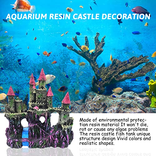 PINVNBY Aquarium Resin Castle Decoration,Fish Tank Driftwood Castle Cave Hideouts House Plants Supplies Accessories(Pink) - color: Pink