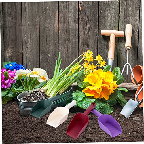 SUPVOX 4pcs Plastic Soil Scoop Lightweight Gardening Shovel for Use for Potting Soil Fertilizer Cat Litter and Bird Feeders Wine