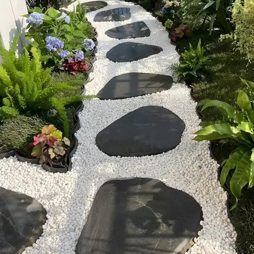 Mulctun 45LB Natural White Rocks, 1/4"-3/4" Garden River Rock,Decorative Pebbles Aquarium Gravel for Indoor Plants Garden Landscaping Terrarium Fish Tank and Outdoor Decoration - size: 45 LB
