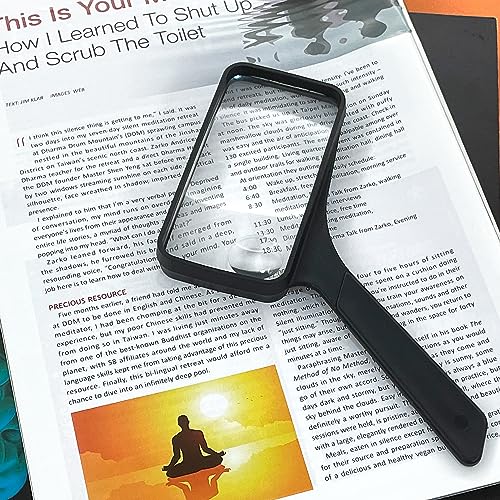MAGDEPO 3X/5X Rectangular Large Handheld Magnifying Glass Bifocal Magnifier Acrylic Lens for Senior, Low Vision Reading Small Texts on Bottle, Labels, Menus, Hobbies