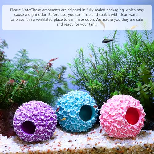 3-Pack Flowerball Aquarium Decorations Resin-Set of Hollow Floral Fish Tank Ornaments with Hiding Space-Approx. 3.5" L x 3.5" W x 3.5" H Each(Flowerball-3pcs) - color: Flowerball-3pcs