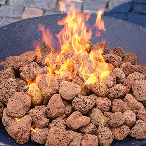 Skyflame 10LB Lava Rocks for Fire Pits, Fire Tables, Fireplaces, Garden Landscaping Decoration, Indoor and Outdoor Use, 1"-2" Natural Sizes, Red - color: Red, size: 1" - 2"