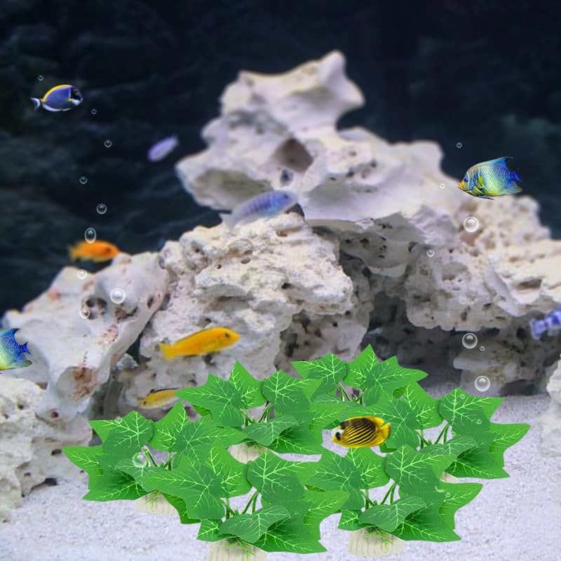 6PCS Aquarium Plants Fish Tank Decorations Small Betta Silk Plastic Plants for Aquarium Decor - color: H-6pcs Set/Green