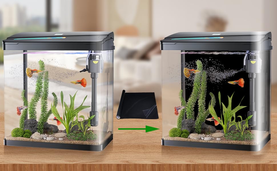 COCODE Black Aquarium Background Static Cling, 31.5"x15.75" Self Adhensive Fish Tank Background, Vinyl Aquarium Backdrop Sticker, Fish Tank Poster Aquarium Wallpaper Decorations - size: 31.5"x15.75"