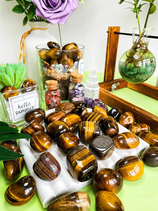 DUQGUHO Tiger Eye Healing Crystals Stones Set Natural Bulk Crystals Tumbled Polished Irregular Crystal Stones Bulk Rocks 0.45 lbs - color: 04 Tiger Eye