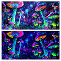 48X24IN Blacklight Aquarium Background UV Reactive Mushroom Background Starry Sky Terrarium Background with 10 EVA Double-Sided Tape - size: 48X24in/120X60cm