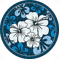 Decorative Pool Art - Poolmat - 50+ Designs Easy to Install and Remove - size: 29" in Diamater, style: Blue Hawaiian Hibiscus