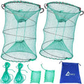 Drasry Foldable Fishing Trap for Bait Shrimp Crawfish Minnow Net Portable Accessories 11.8 x 11.8 x 15.7 (30cm x 40cm) 1/4 in Mesh Collapsible Fish Trap - color: 2Pcs