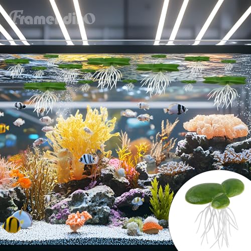 Framendino, 72 Pack Artificial Floating Duckweed Plant Plastic Fake Simulation Plants (3 Size) - size: 72 Pack