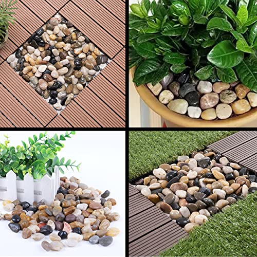 3.0 lb Mixed Color River Rock Stones 1~1.5", Natural Decorative Highly Polished Pebbles, Indoor Decorative Stones for Plant, Aquariums, Landscaping, Garden Flower Bed, Vase Fillers - size: 3.0 LB